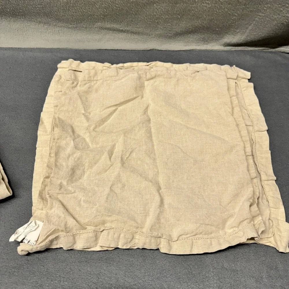 Pottery Barn Linen Napkins Set of‎ 4 Hemstitch Flax Tan Table Linens 20